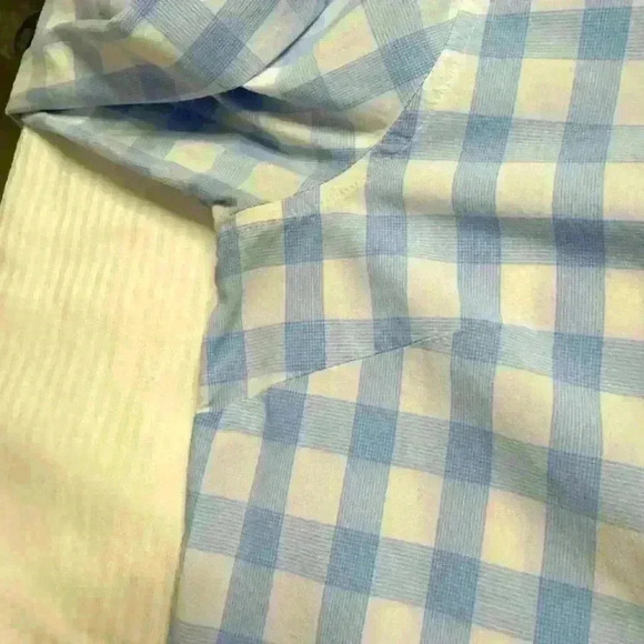 Gap Gingham Button Down S Coastal Blue Check Shirt Nautical Boyfriend Fit - Picture 11 of 12